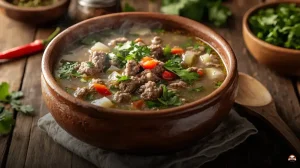 Receita de caldo de mandioca com carne moída irresistível