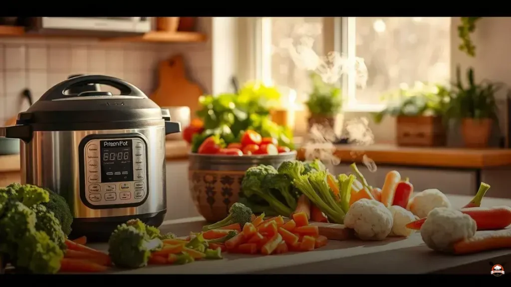 Como cozinhar legumes no vapor na panela de pressão elétrica