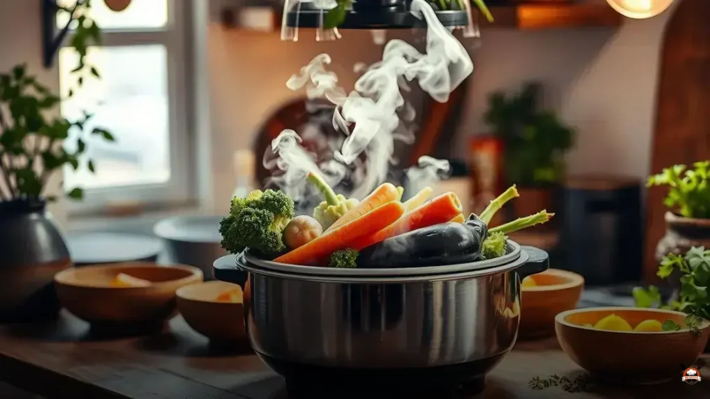 Como cozinhar legumes no vapor na panela elétrica de arroz