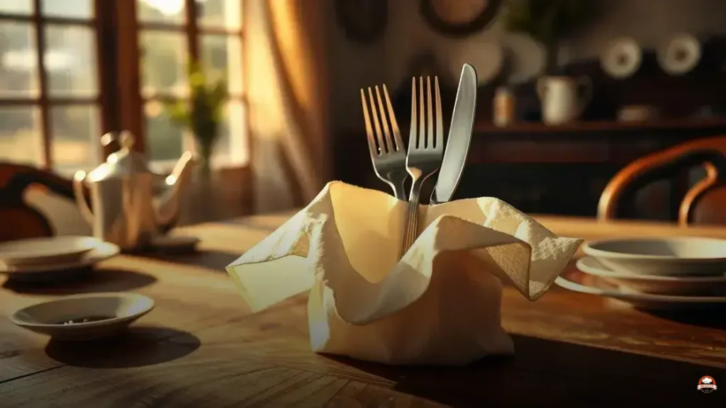 Como dobrar papel toalha para colocar talher