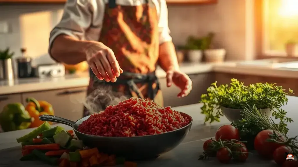 Como fazer arroz vermelho com legumes