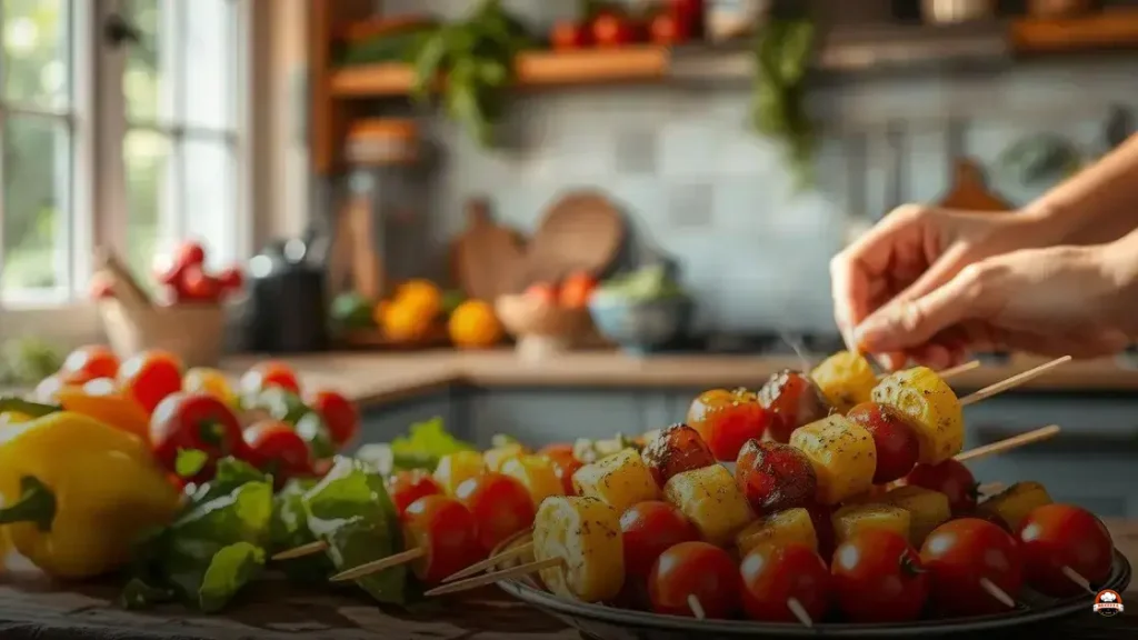 Como fazer espetinhos de legumes