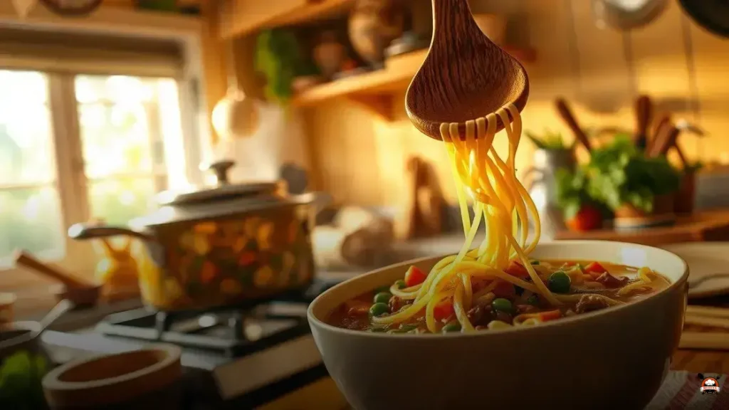 Como fazer sopa de macarrão com carne moida e legumes