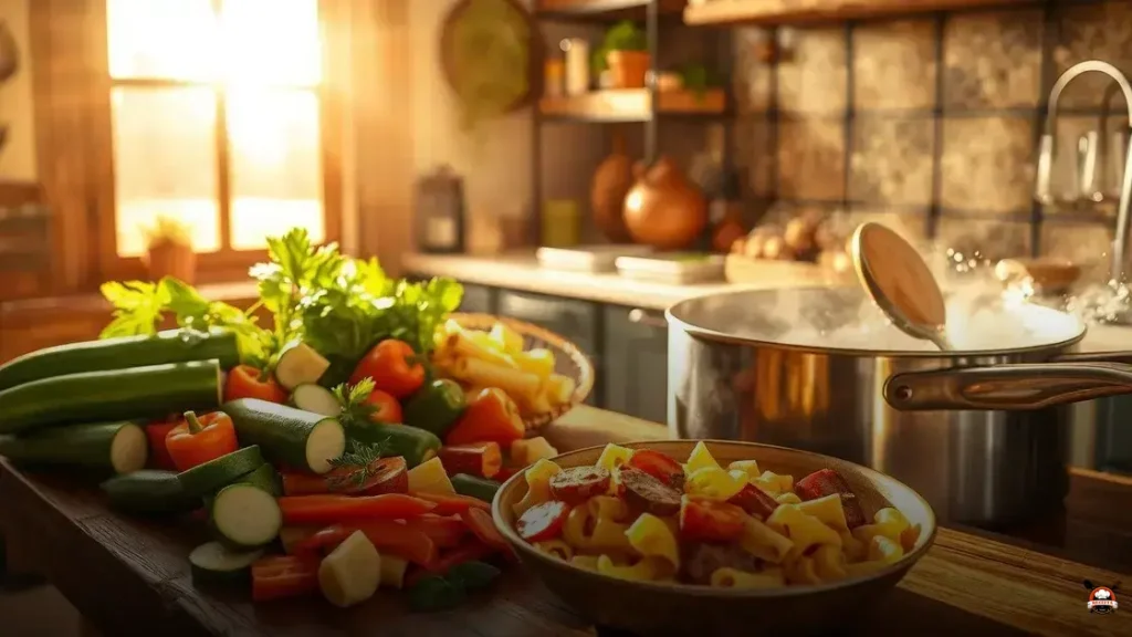 Como fazer sopa de macarrão com legumes e calabresa