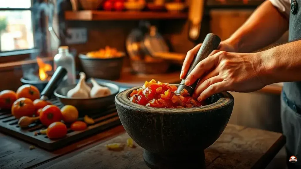 Cómo hacer salsa tatemada en molcajete