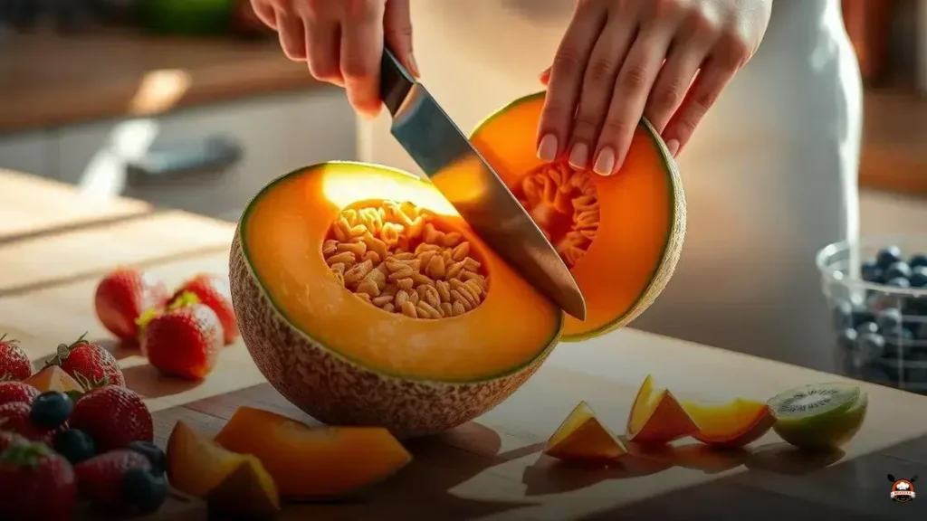How to cut cantaloupe for a fruit tray