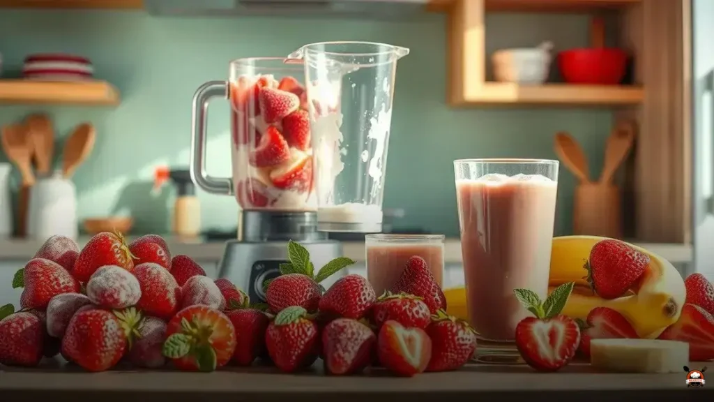 How to make a strawberry banana smoothie with frozen fruit