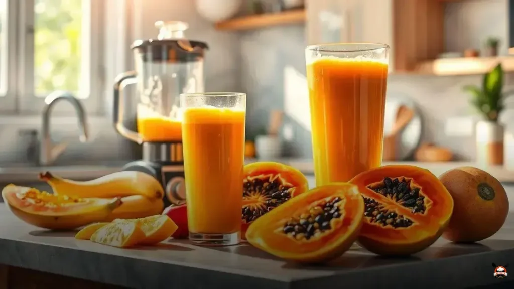 Vitamina de mamão combina com qual fruta