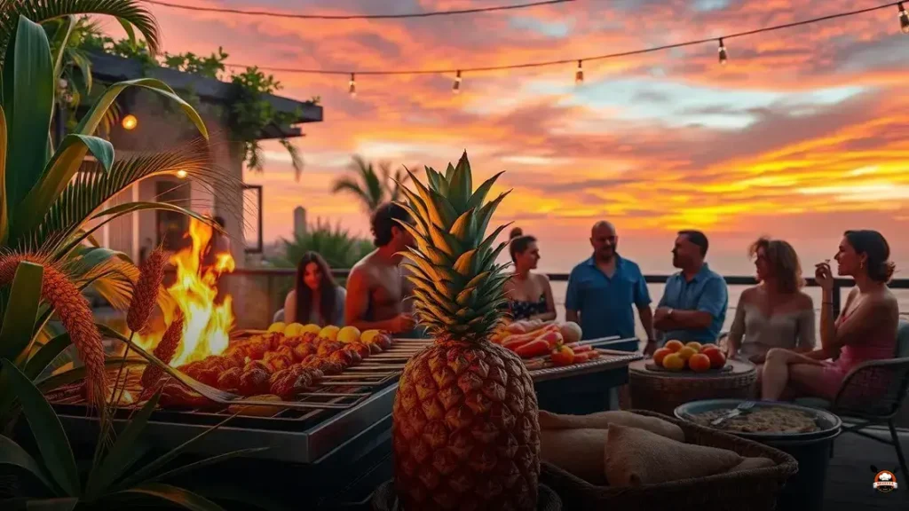 Which fruit is used in Brazilian barbecues, wheat or pineapple