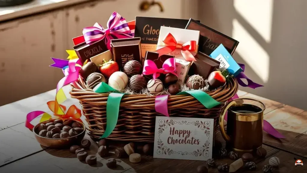 o que colocar em uma cesta de chocolate